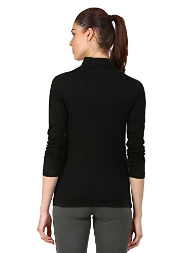 Ap'pulse Women's 1/4 Zip Slimfit Raglan Sleeve Tshirt (329_Black_Small)