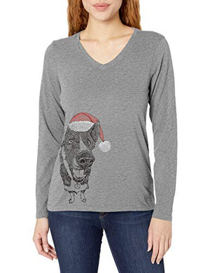 Life Is Good Women's Hoho Long Sleeve Crusher T-shirt Merry Christmutt, Heather Gray, Medium