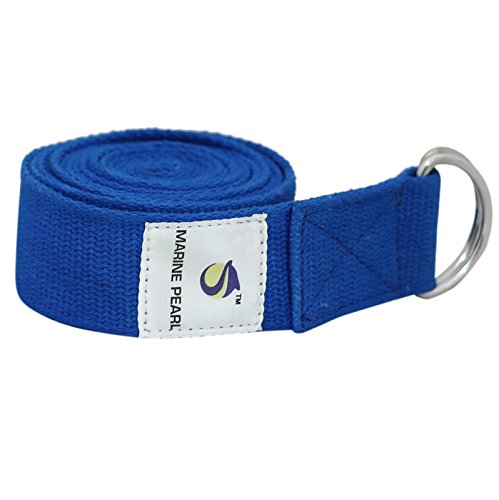 Marine Pearl 8 ft Anti Skid Yoga Strap Belt for Stretching Exercise with D-Ring Buckle/Durable Heavy Duty Cotton/Anti Sweat/Increases Flexibility