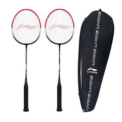 Image of Li-Ning XP-60-IV Strung Blend Badminton Racquet (Set of 2,Black/Pink, 90-95 grams , 18-20 lbs)