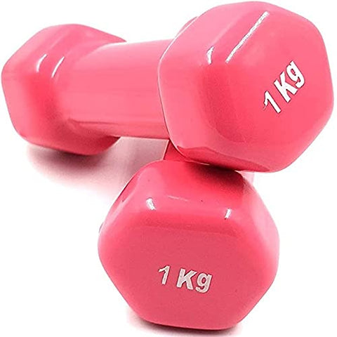 Image of FITNESS INDIA™ Neoprene Vinyl Dumbbell 1 kg each (Set of 2) Fitness Gym Exercise, Non-Slip Hand, Biceps Triceps for Men & Women