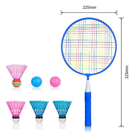 Image of Ksera Badminton Rackets for Children Set of 2, Durable Professional Badminton Set for Children Indoor and Outdoor Sport Game with 4 Badminton and 2 Table Tennis-Blue