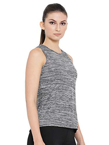 Image of Clovia Women's Grey Gym/Sports Textured Activewear Top (AT0070P05_Grey_M)