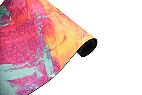 Image of MOOR Premium Design Suede 72 x 24 Inch 6mm Pastel Print Yoga Mat Non Slip High Density Anti-Tear Fitness Exercise Floor Pilates Workout