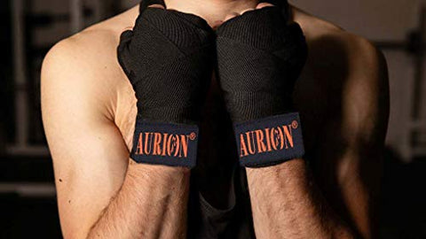 Image of Aurion Boxing Bag Filled Heavy Bag Srf(201) Blue Set with Boxing Hand Wrap,Chain Ceiling Hook (Black Unfilled, 48-inch)