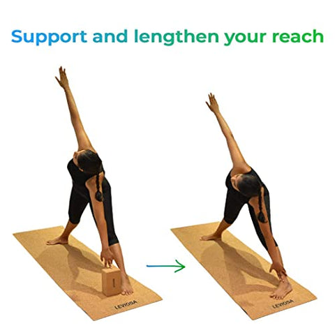 Image of LEVIOSA Cork Yoga Block, 9 x 5 x 3 Inch , Brown