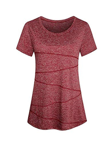 Image of Kimiee Women's Short Sleeve Yoga Tops Quick Dry Activewear Sports Top Workout Running T Shirt (Red, S)