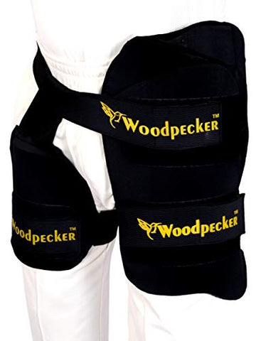 Image of Woodpecker Right Hand Thigh Guard for Cricket,Thigh pad (Black, Large)