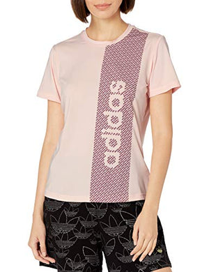 adidas womens Designed 2 Move Branded Tee Pink Tint/Power Berry Medium