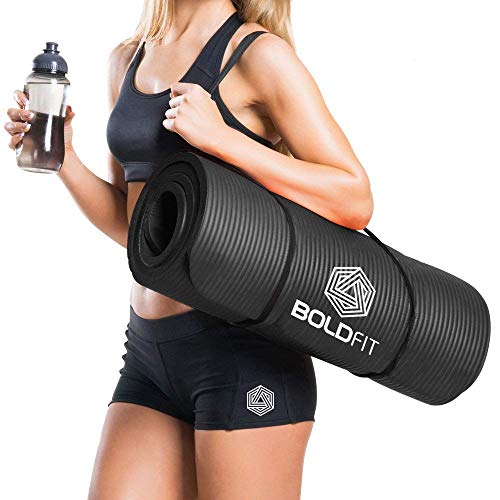 Boldfit Yoga Mat for Men and Women NBR Material with Carrying Strap, 1/2 Inch (10mm) Mats for Workout Yoga Fitness Pilates and Floor Exercises, High-Density Anti-Tear Non-Slip Extra-Cushion