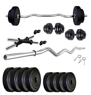 Protoner Home Gym 20 kgs, 2 kg x 4 Plates 3 kg x 4 Plates, 1 x 3 feet bar,2 x Dumbbell rods