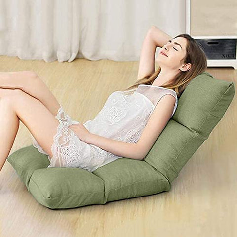 Image of CosyLabs Plush Floor Chair - Radiant | Multi-Angle Adjustable Back Rest | Reinforced Back Support | Bed Chair | Gaming Chair | Meditation Chair | Work from Home | 46 inch (Green)