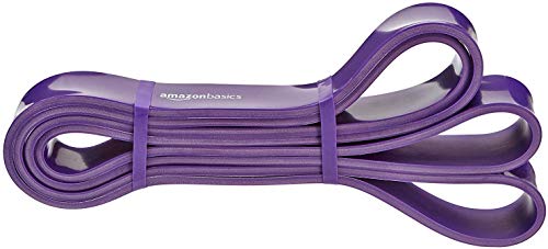 AmazonBasics Resistance and Pull up Band for Chin Ups, Pull Ups and Stretching (Resistance 18.1 Kg to 36.3 Kg), 1.25" wide, rubber, purple