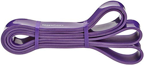 Image of AmazonBasics Resistance and Pull up Band for Chin Ups, Pull Ups and Stretching (Resistance 18.1 Kg to 36.3 Kg), 1.25" wide, rubber, purple