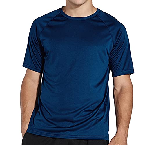 Komprexx Sport T-Shirts for Men - Quick Dry Wicking - Running Tops Training Tee Short Sleeve Sportswear(DarkBlue,XL)