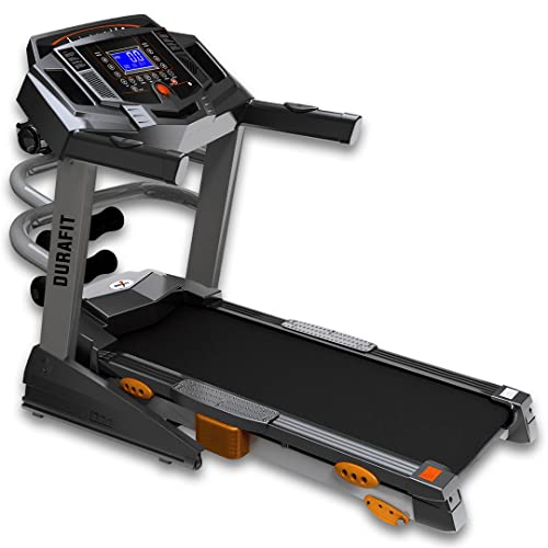Durafit Heavy Multifunction 5 HP Peak DC Motorized Treadmill with Max Speed 16 Km/Hr, Max User Weight 120 Kg, Spring Suspension Technology