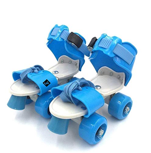 WON Roller Skates for Kids Age 5-10 Years Adjustable 4 Wheel Skating Shoes Very Smooth (Blue )