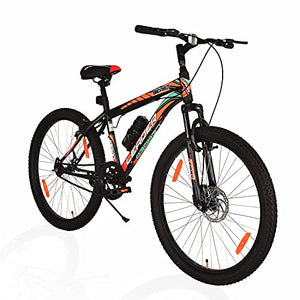 Leader Single Speed Beast MTB 26T Hybrid Mountain Bicycle with Front Suspension and Disc Brake and Without Gear for Men (Matt Black, 10 + Years)