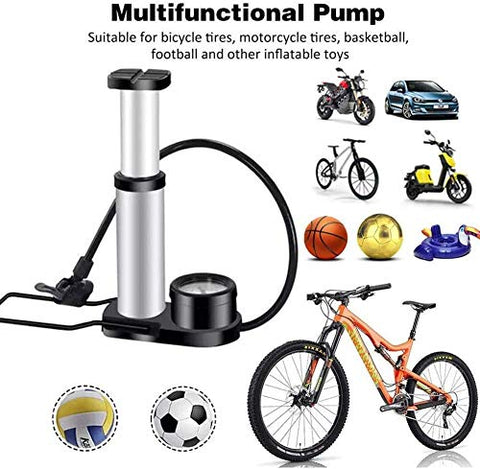 Image of gs GREATERSCAP Portable Mini Bike Pump/Cycle Pump Foot Activated with Pressure Gauge Floor Bicycle Pump & Cycle Pump Bicycle Tire Pump for Road and Mountain Bikes Mat for Kitchen