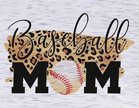 Image of Baseball Mom Shirt Womens Leopard Baseball Graphic Tee Funny Short Sleeve Mom Tshirt Tops White