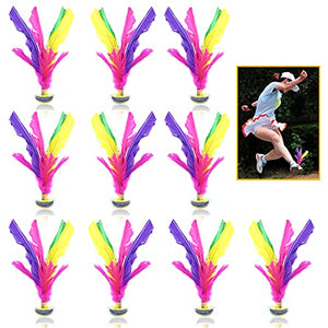 YG_Oline 10 Pack Colorful Kick Shuttlecock Chinese Jianzi, 8 inch Foot Sport Toy for Improving Leg Muscle Strength and Body Flexibility