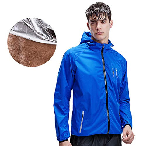 Image of HOTSUIT Sauna Suit Sweat Jacket - Men Weight Loss Anti Rip Sauna Tops Workout, Blue, L