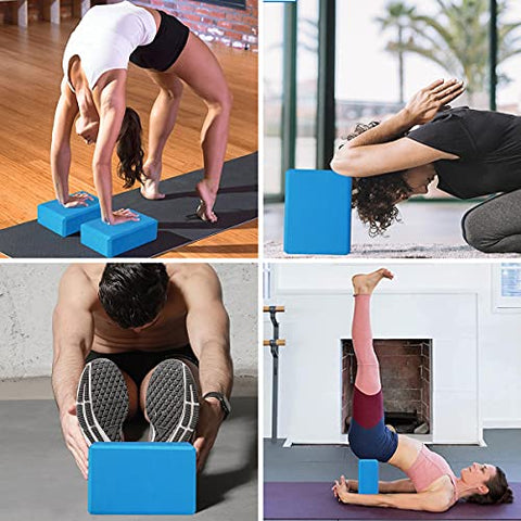 Image of Futurekart Yoga Blocks EVA Foam Block to Support and Deepen Poses, Improve Strength and Aid Balance and Flexibility 2 in 1 Set (Blue)