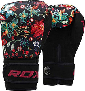 RDX Women Boxing Gloves for Training Muay Thai Flora Skin Ladies Mitts for Sparring, Fighting Kickboxing Good for Punch Bag, Focus Pads and Double End Ball Punching
