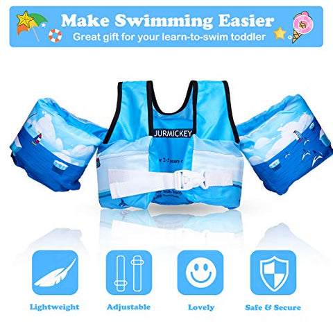 Image of Puddle Beach Jumper, Jurmikey Toddler Swim Vest Jacket for 30-66 Pounds Boys & Girls, Children’s Training Jumper for Beach/ Pool/See (Beiji)