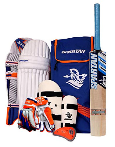 Image of SPARTAN Kashmir Willow Original Complete Batting Cricket Set with Accessories for Juniors (Size 6, 12-14 Years Old)