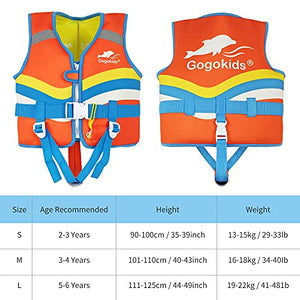 Kids Life Jackets Swim Vest - Toddler Life Vest Learn to Swim, Unisex-Child Swim Trainer Vest with Emergency Whistle & Adjustable Safety Strap (Orange, M)