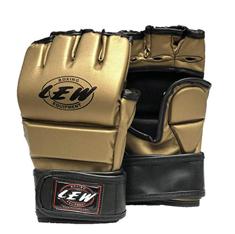 Image of LEW Gold/Black Fight/MMA/Muay Thai Thumb Protection Grappling Gloves (Gold/Black, Large/Ex-Large)