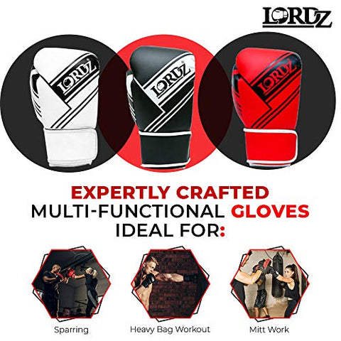 Image of Lordz Wise Gloves I Men & Women’s Premium Synthetic Leather Boxing Gloves with Hand Crafted Padding, Gloves for Sparring, Muay Thai, MMA, Training and Heavy Bag Workout