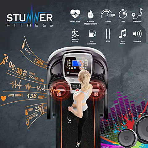 Image of Stunner Fitness STX-360M Multi Functional 2.0 HP (4.0HP Peak) Motorized Treadmill with Auto Lubrication System, MP3, Smart Phone App for Cardio Workout at Home (Free Installation Assistance)