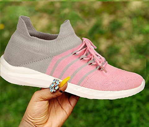 Image of ZOVIM Women Stylish Fashionable & Sneaker Shoes for Running/Sports/Outdoors/Morning Walking/Basketball/Trekking/Dance Pink