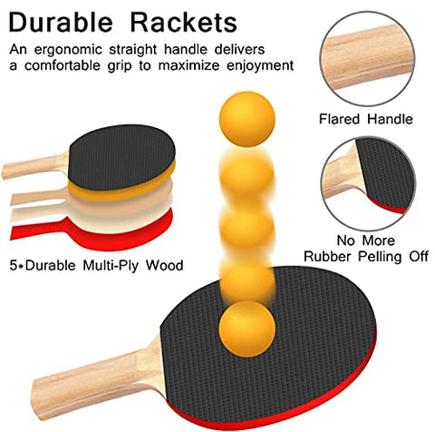 Image of FBSPORT Ping Pong Paddle Set, Portable Table Tennis Set with Retractable Net, 2 Rackets, 6 Balls and Carry Bag for Children Adult Indoor/Outdoor Games, Black