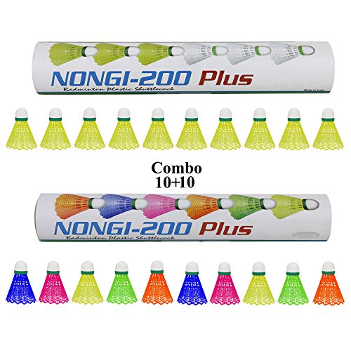 NONGI Combo Plus Plastic Badminton Shuttlecock Pack of 20(Multi-Color)