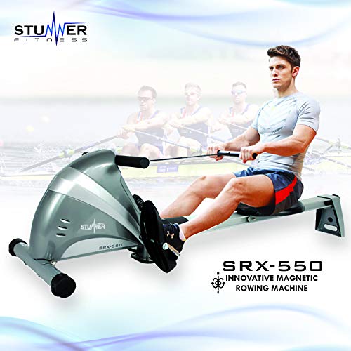 Stunner Fitness SRX-550 Magnetic Rowing Machine with 10 Resistance Levels & LCD Display for Full Body Cardio Workout at Home