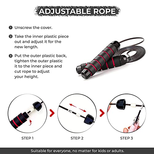 NVD skipping rope for weight loss, Jump Rope, weight loss products for women & men, gym equipment for men, gym accessories for men & Women - Tangle Free skipping rope for kids (Red)
