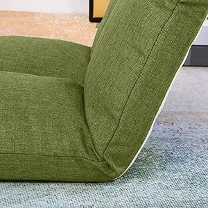 CosyLabs Plush Floor Chair - Radiant | Multi-Angle Adjustable Back Rest | Reinforced Back Support | Bed Chair | Gaming Chair | Meditation Chair | Work from Home | 46 inch (Green)