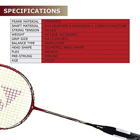 Image of YONEX Nanoray 7 Graphite Badminton Racquet(Red)