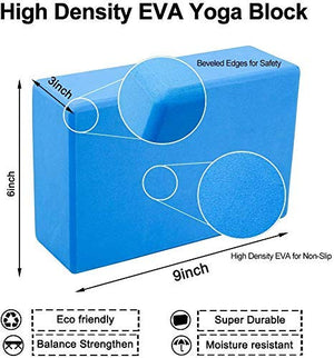 Fitness Guru Yoga Block and 1 Belt- High Density Yoga, Pilates Set of 2 Multicolour