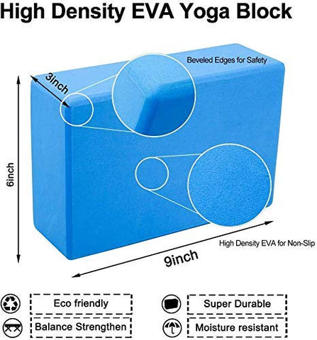 Image of Fitness Guru Yoga Block and 1 Belt- High Density Yoga, Pilates Set of 2 Multicolour