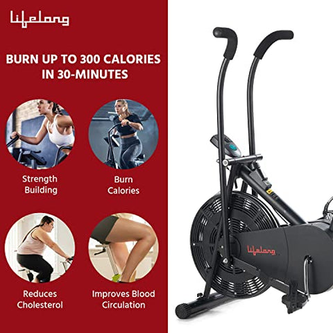 Image of Lifelong LLEB101 Air Bike, Stationary Handle for Cardio Training, Weight Loss and Workout at Home (6 Month Warranty, Free Home Installation, Black)