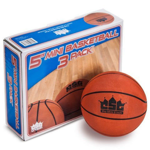 Image of Crown Sporting Goods Mini Basketball with Needle and Inflation Pump (Set of 3), 5-Inch