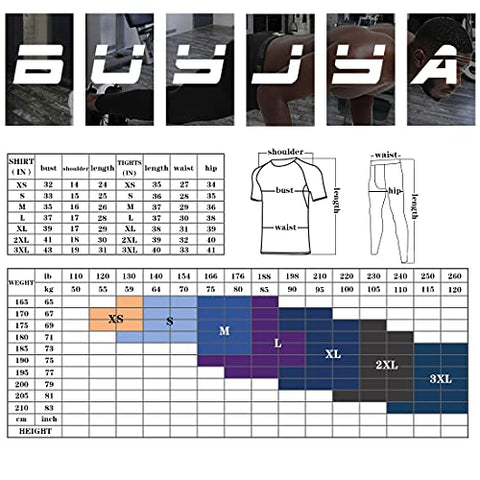 Image of BUYJYA 5Pcs Men's Compression Pants Shirt Top Long Sleeve Jacket Set Suit (WUXIU-Black, S)