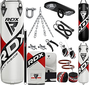 RDX Punch Bag for Boxing Training | Filled Heavy Bag Set with Punching Gloves, Chain, Ceiling Hook | Great for Grappling, MMA, Kickboxing, Muay Thai, Karate, BJJ & Taekwondo | 13 pcs Comes in 4FT/5FT