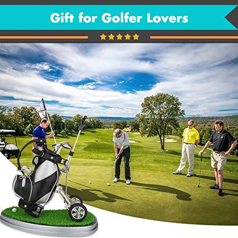 Image of 10L0L Golf Pens with Golf Bag Holder Novelty Gifts with 3 Pieces Aluminum Pen Office Desk Golf Bag Pencil Holder for Men Fathers Day Golf Souvenirs Unique Gifts For Golfer Fans Coworker s