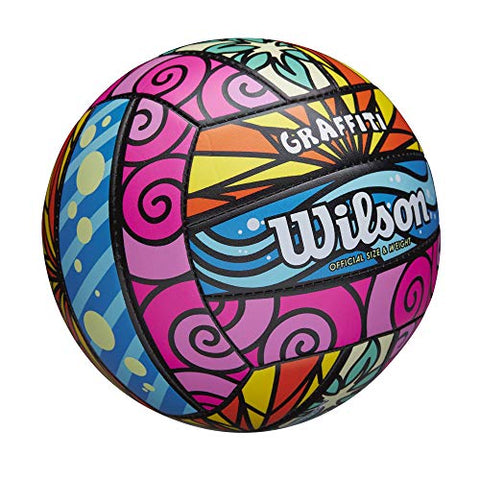 Image of Wilson Graffiti Volleyball- Pink/Blue/Yellow