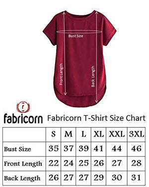 Fabricorn Plain Maroon Stylish Up and Down Cotton Tshirt for Women (Maroon, XX-Large)